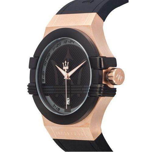 Maserati Potenza Black & Rose Gold Dial Black Rubber Strap Watch For Men - R8851108002 Buy Now By Maserati