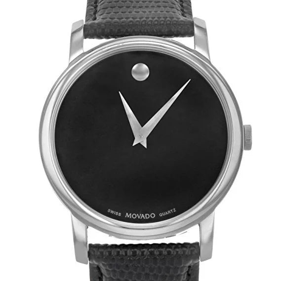Movado Museum Black Dial Black Leather Strap Watch For Women - 2100004 Buy Now By Movado
