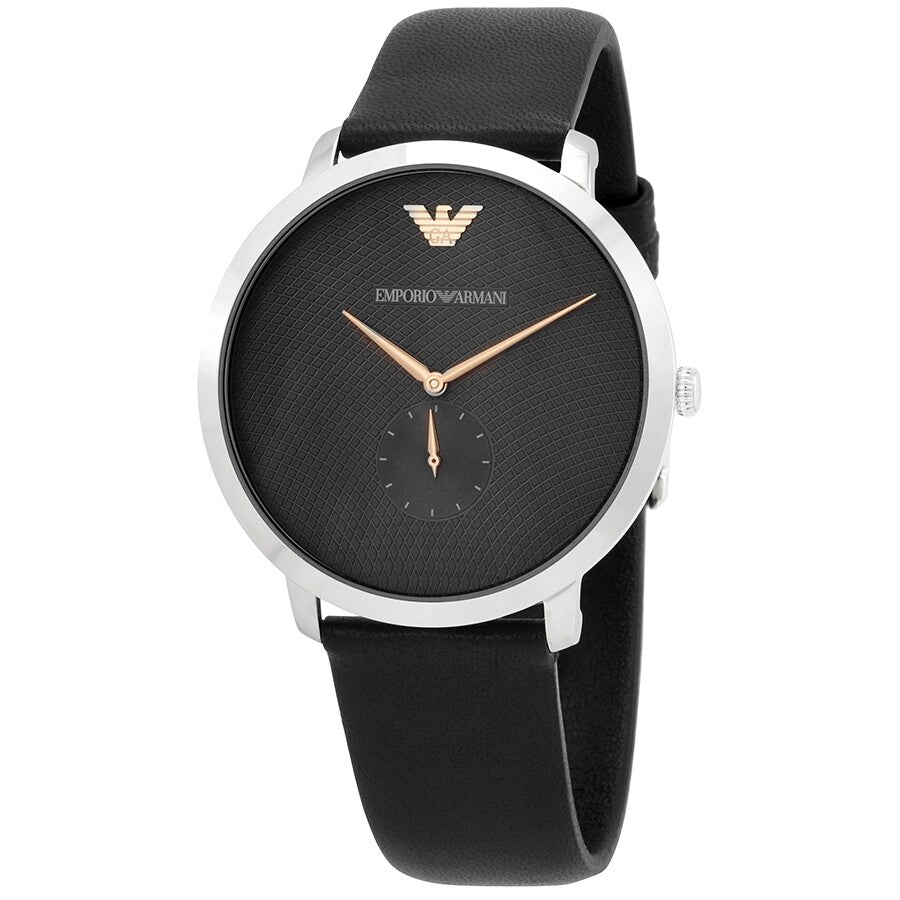 Emporio Armani Modern Slim Quartz Grey Dial Black Leather Strap Watch For Men - AR11162 Buy Now By Emporio Armani
