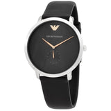 Emporio Armani Modern Slim Quartz Grey Dial Black Leather Strap Watch For Men - AR11162 Buy Now By Emporio Armani