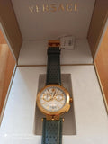 Versace Aion Chronograph White Dial Green Leather Strap Watch for Men - VBR020017 Buy Now By Versace