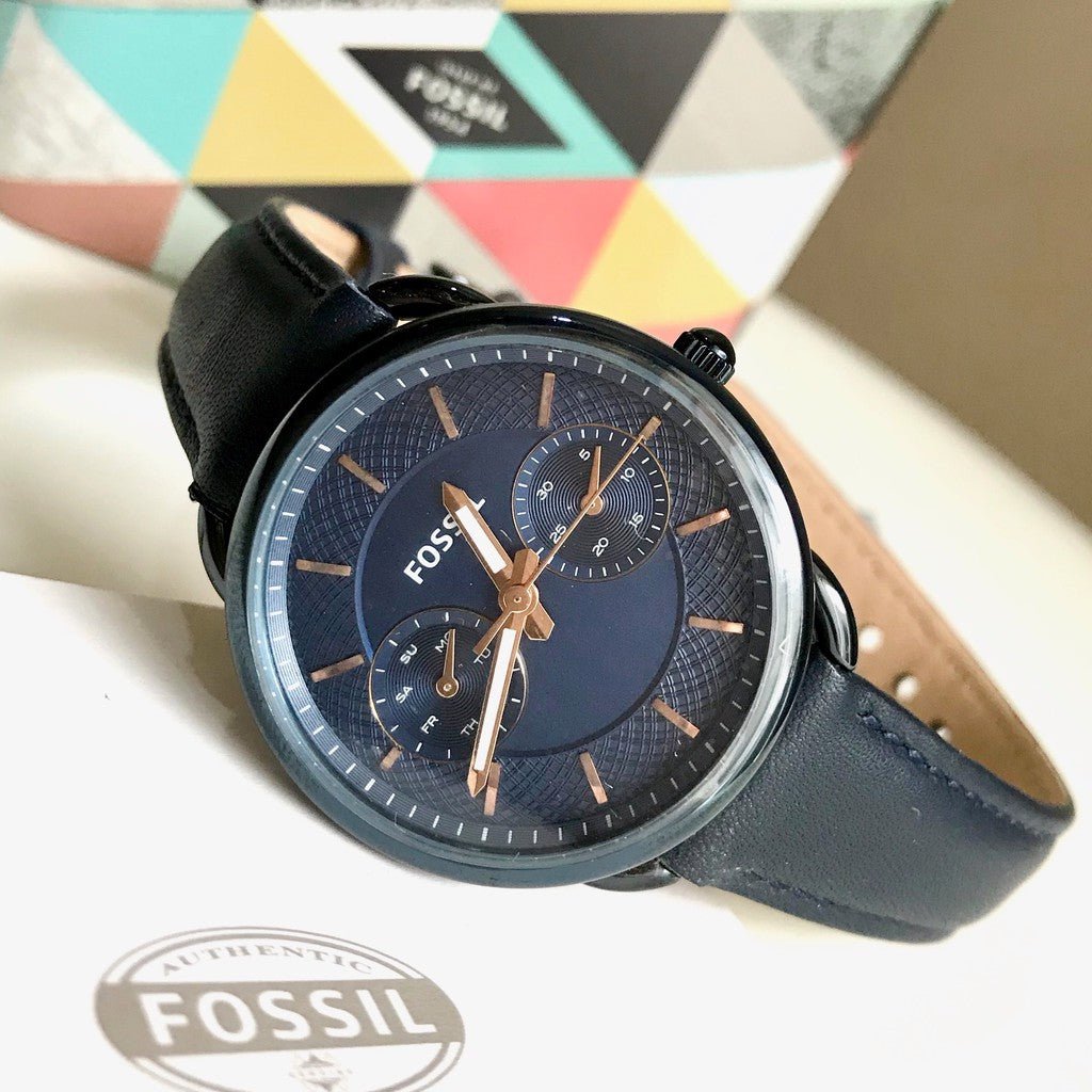 Fossil Tailor Blue Dial Blue Leather Strap Watch for Women - ES4092 Buy Now By Fossil