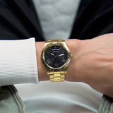 Guess Connoisseur Black Dial Gold Steel Strap Watch for Men - GW0265G3 Buy Now By Guess