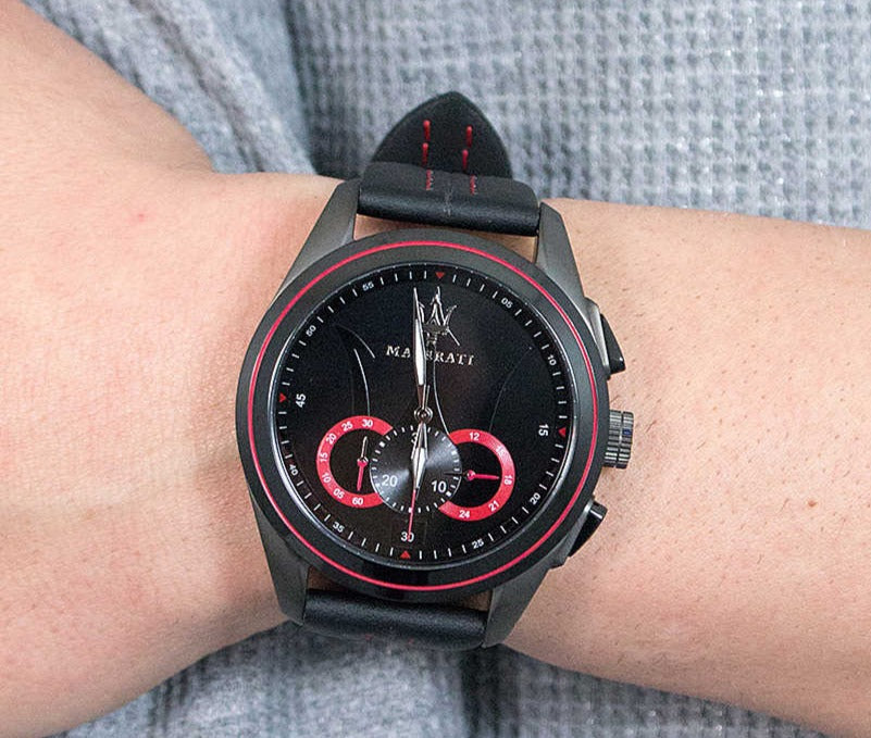 Maserati Traguardo Chronograph Black Dial Black Leather Strap Watch for Men - R8871612023 Buy Now By Maserati