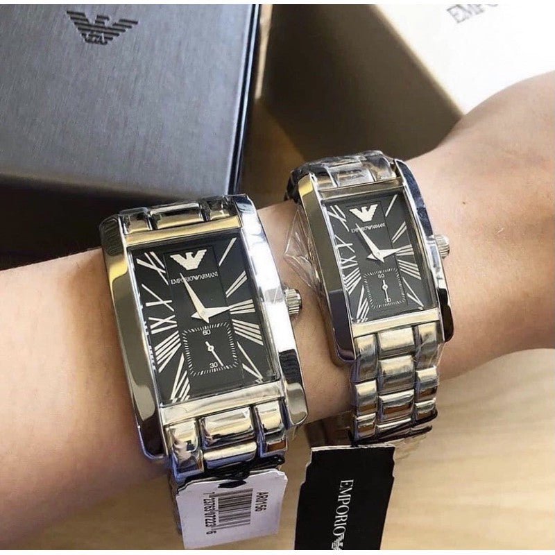 Emporio Armani Classic Black Dial Silver Stainless Steel Watch For Women - AR0157 Buy Now By Emporio Armani