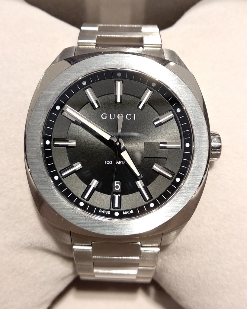 Gucci GG2570 Quartz Black Dial Silver Steel Strap Watch For Men - YA142301 Buy Now By Gucci