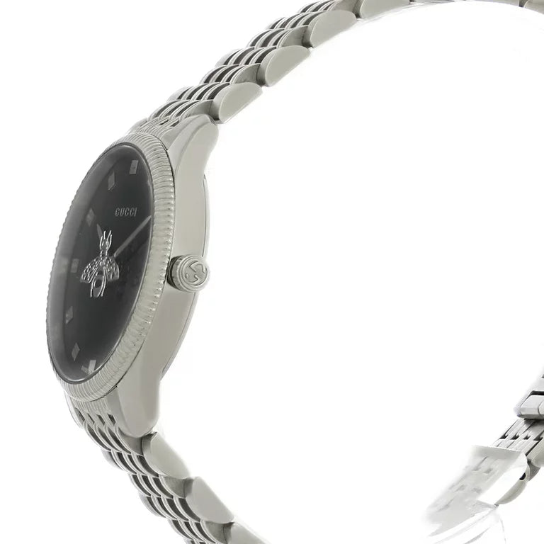 Gucci G Timeless Quartz Black Dial Silver Steel Strap Watch For Women - YA1265020 Buy Now By Gucci