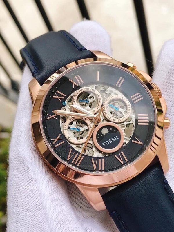 Fossil Grant Automatic Blue Dial Blue Leather Strap Watch for Men - ME3029 Buy Now By Fossil