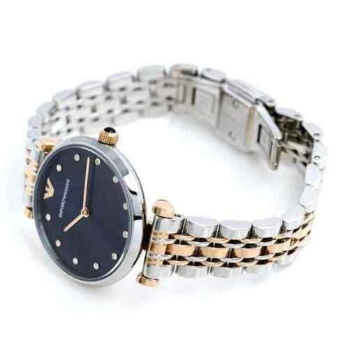 Emporio Armani Gianni T Bar Crystal Blue Dial Two Tone Steel Strap Watch For Women - AR11092 Buy Now By Emporio Armani