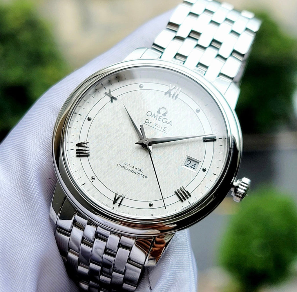 Omega De Ville Prestige Co Axial Automatic White Dial Silver Steel Strap Watch for Men - 424.10.40.20.02.005 Buy Now By Omega