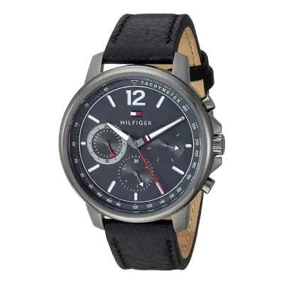 Tommy Hilfiger London Chronograph Grey Dial Black Leather Strap Watch for Men - 1791533 Buy Now By Tommy Hilfiger
