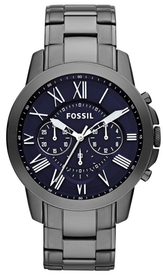 Fossil Grant Chronograph Blue Dial Grey Steel Strap Watch for Men - FS4831 Buy Now By Fossil