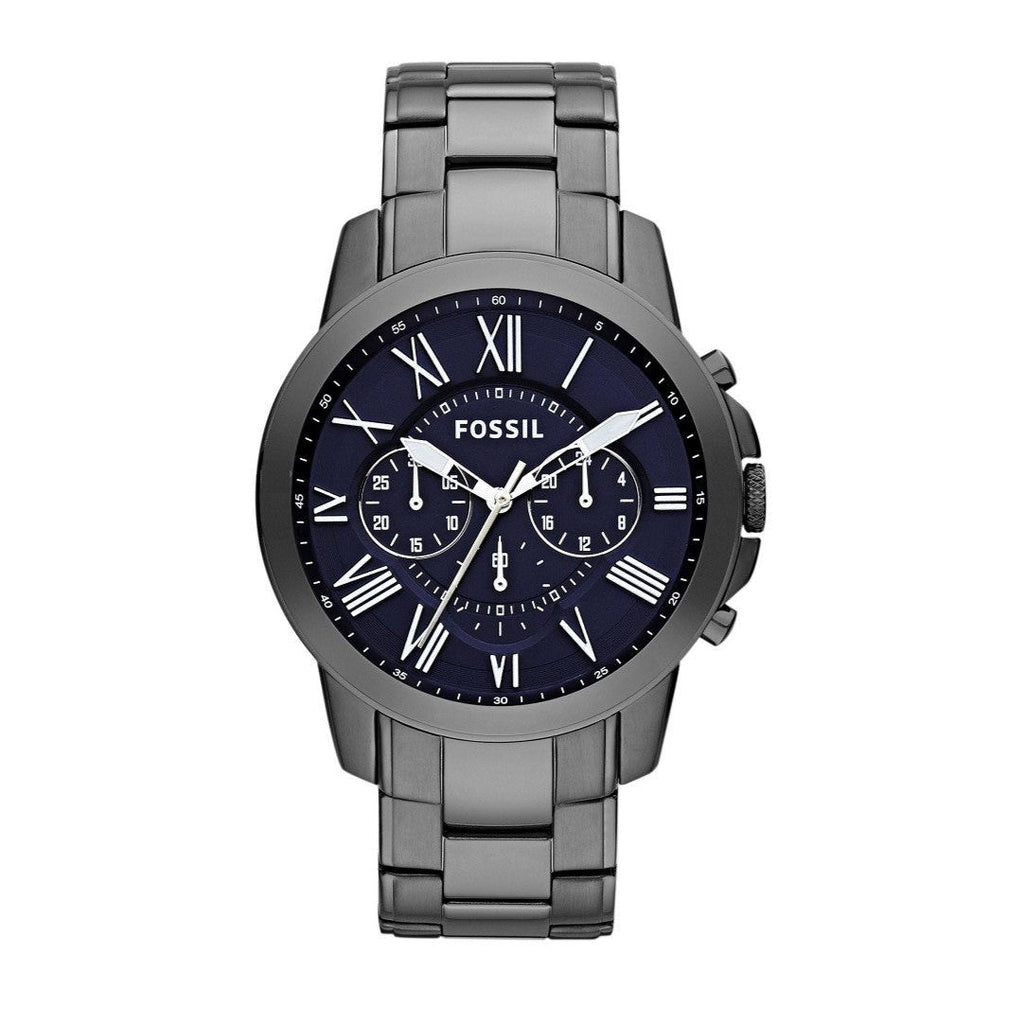 Fossil Grant Chronograph Blue Dial Grey Steel Strap Watch for Men - FS4831 Buy Now By Fossil