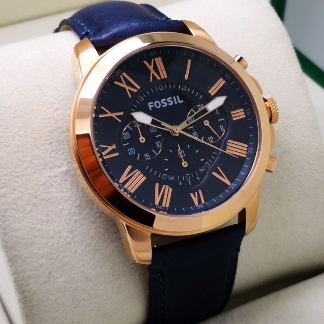 Fossil Grant Chronograph Blue Dial Blue Leather Strap Watch for Men - FS4835 Buy Now By Fossil