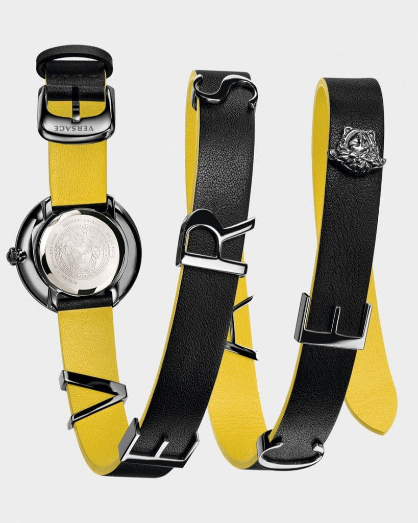 Versace V-Flare Quartz Black Dial Black Leather Strap Watch for Women - VEBN00518 Buy Now By Versace