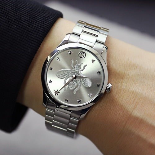 Gucci G Timeless Silver Dial Silver Steel Strap Watch For Women - YA1264126 Buy Now By Gucci