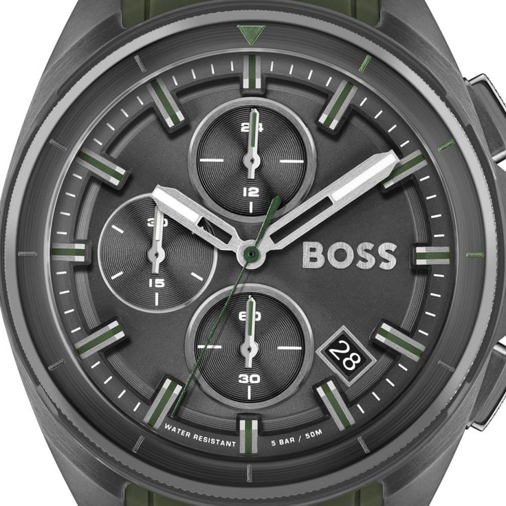 Hugo Boss Volane Chronograph Grey Dial Green Rubber Strap Watch For Men - 1513952 Buy Now By Hugo Boss