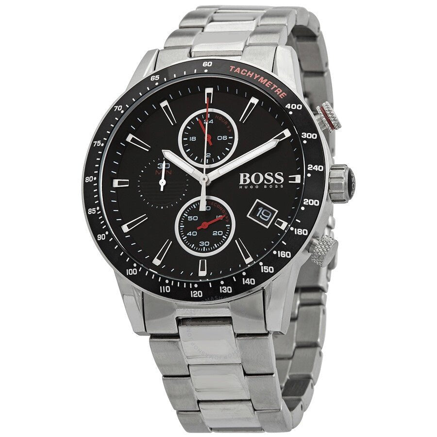 Hugo Boss Rafale Chronograph Black Dial Silver Steel Strap Watch for Men - 1513509 Buy Now By Hugo Boss