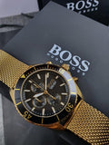 Hugo Boss Ocean Edition Black Dial Gold Mesh Bracelet Watch for Men - 1513703 Buy Now By Hugo Boss