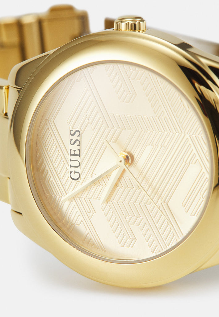 Guess Cubed Analog Gold Dial Gold Steel Strap Watch For Women - GW0606L2 Buy Now By Guess