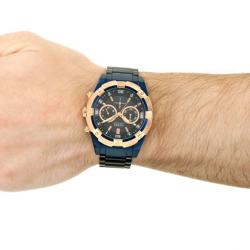 Guess Jolt Analog Blue Dial Blue Steel Strap Watch for Men - W0377G4 Buy Now By Guess