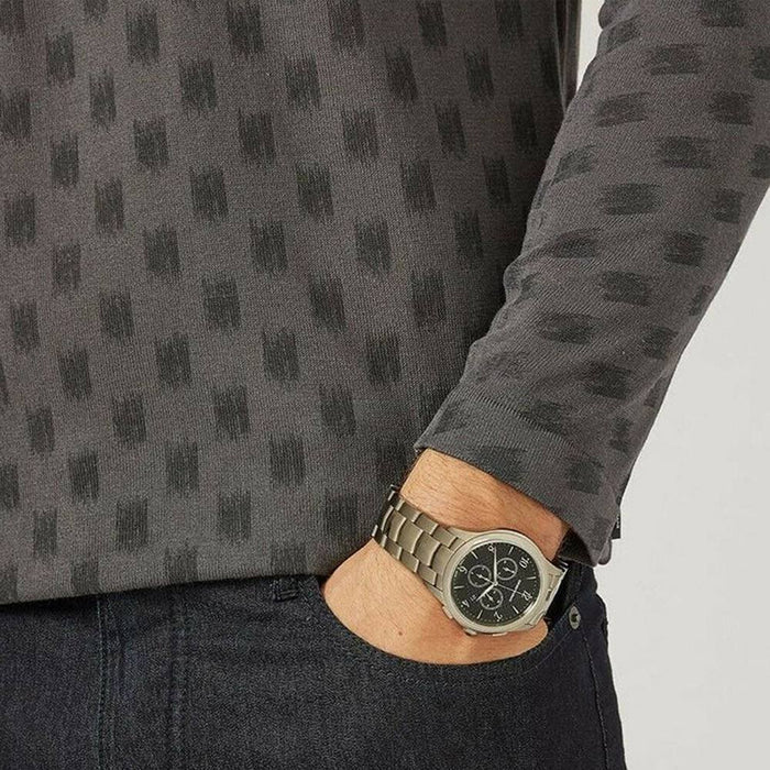 Emporio Armani Renato Chronograph Quartz Grey Dial Green Steel Strap Watch For Men - AR11117 Buy Now By Emporio Armani