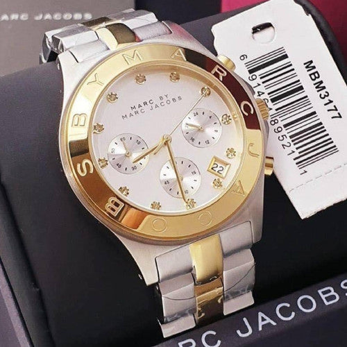 Marc Jacobs Blade Chronograph Silver Dial Two Tone Steel Strap Watch for Women - MBM3177 Buy Now By Marc Jacobs