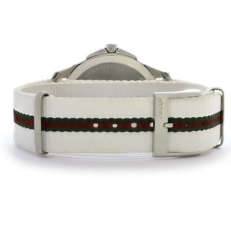 Gucci G Timeless Quartz White DIal White NATO Strap Watch For Men - YA126322 Buy Now By Gucci