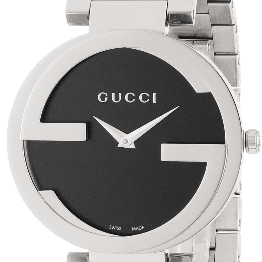 Gucci G Interlocking Black Dial Black Leather Strap Watch For Women - YA133301 Buy Now By Gucci