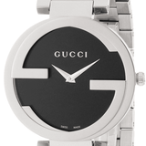 Gucci G Interlocking Black Dial Black Leather Strap Watch For Women - YA133301 Buy Now By Gucci