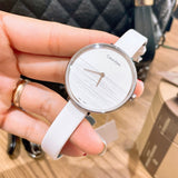 Calvin Klein Rise White Grey Dial White Leather Strap Watch for Women - K7A231L6 Buy Now By Calvin Klein