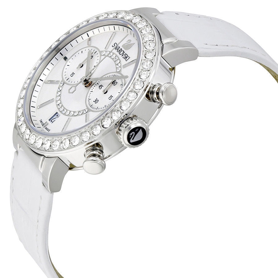 Swarovski Citra Sphere Chronograph White Dial White Leather Strap Watch for Women - 5027127 Buy Now By Swarovski