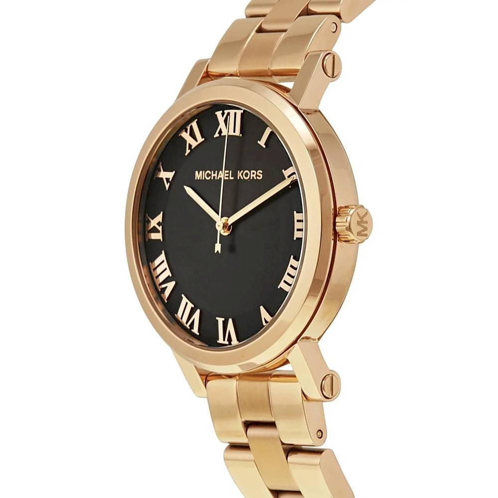 Michael Kors Noire Black Dial Rose Gold Steel Strap Watch for Women - MK3585 Buy Now By Michael Kors
