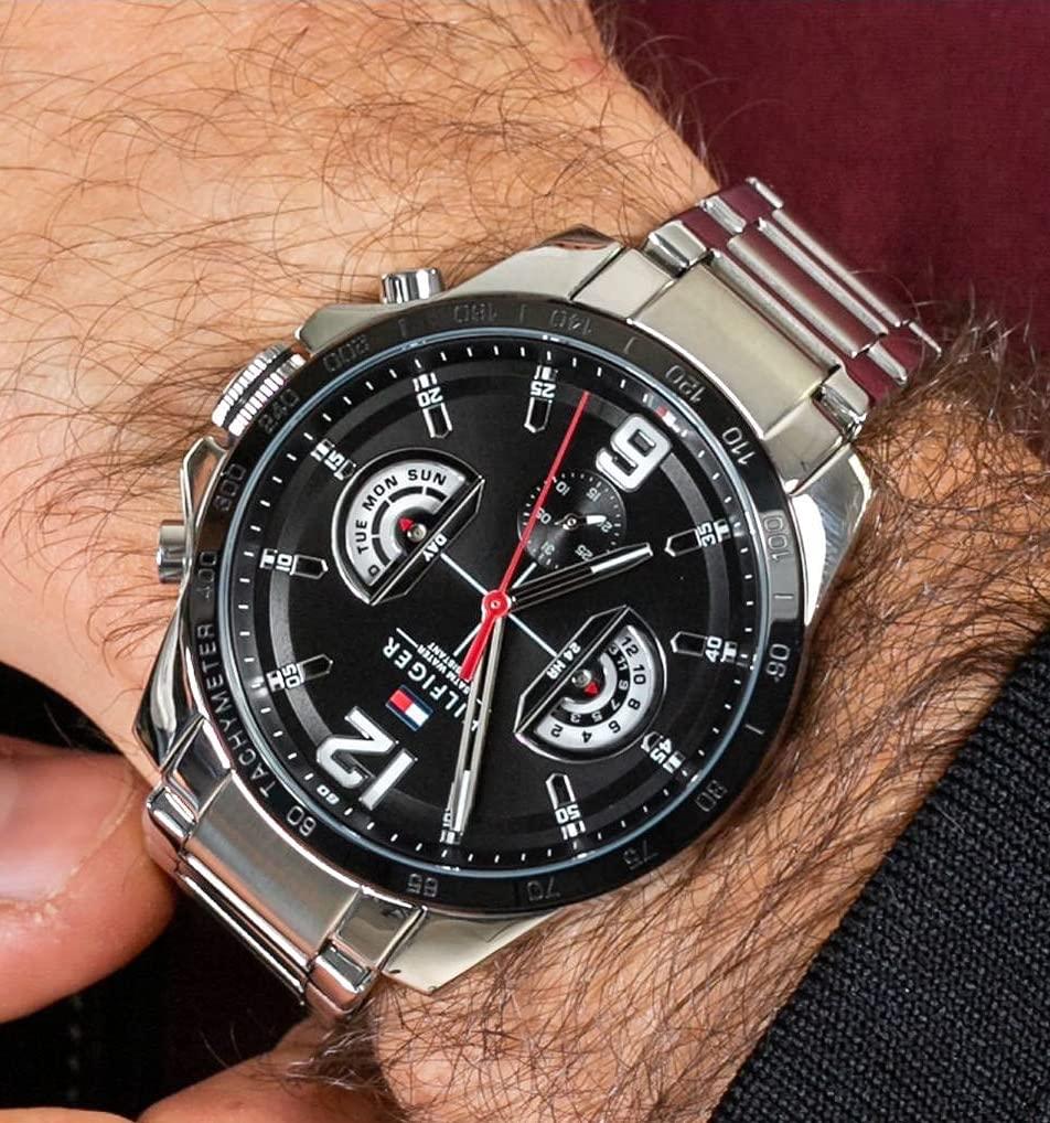 Tommy Hilfiger Decker Quartz Black Dial Silver Steel Strap Watch for Men - 1791472 Buy Now By Tommy Hilfiger