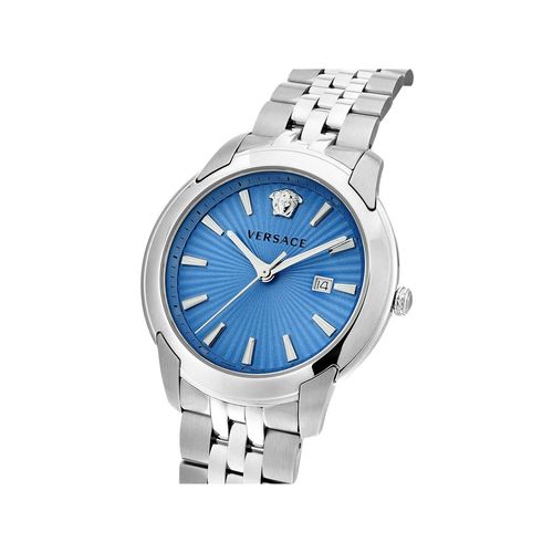 Versace V-Urban Light Blue Dial Silver Steel Strap Watch for Men - VELQ00419 Buy Now By Versace