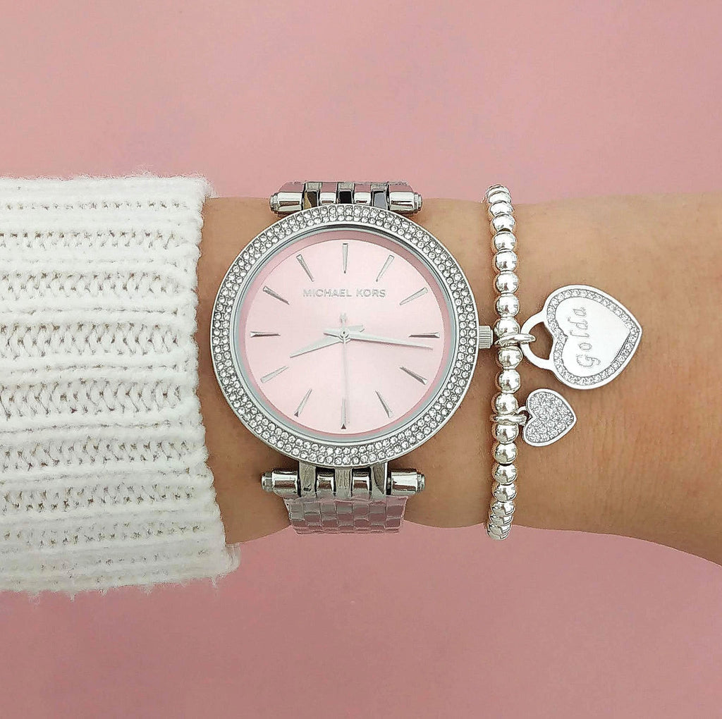 Michael Kors Darci Crystal Pink Dial Silver Stainless Steel Strap Watch for Women - MK3352 Buy Now By Michael Kors