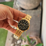 Fossil FB-01 Chronograph Black Dial Gold Steel Strap Watch for Men - FS5836 Buy Now By Fossil