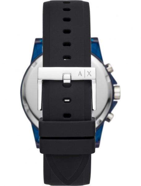 Armani Exchange Outerbanks Chronograph Black Dial Black Silicone Strap Watch For Men - AX1339 Buy Now By Armani Exchange