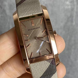 Burberry The Pioneer Rose Gold Dial Haymarket Brown Leather Strap Watch for Women - BU9408 Buy Now By Burberry