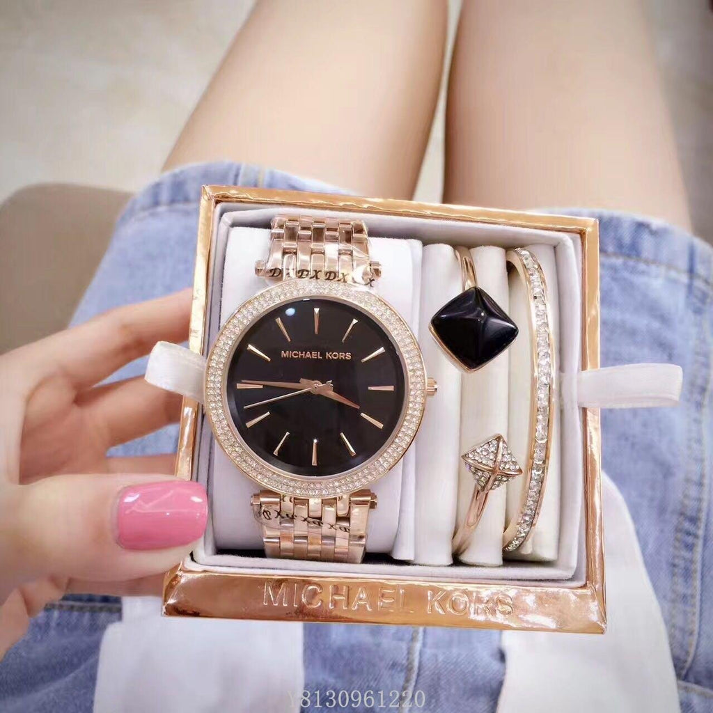 Michael Kors Darci Black Dial Rose Gold Steel Strap Watch for Women - MK3402 Buy Now By Michael Kors