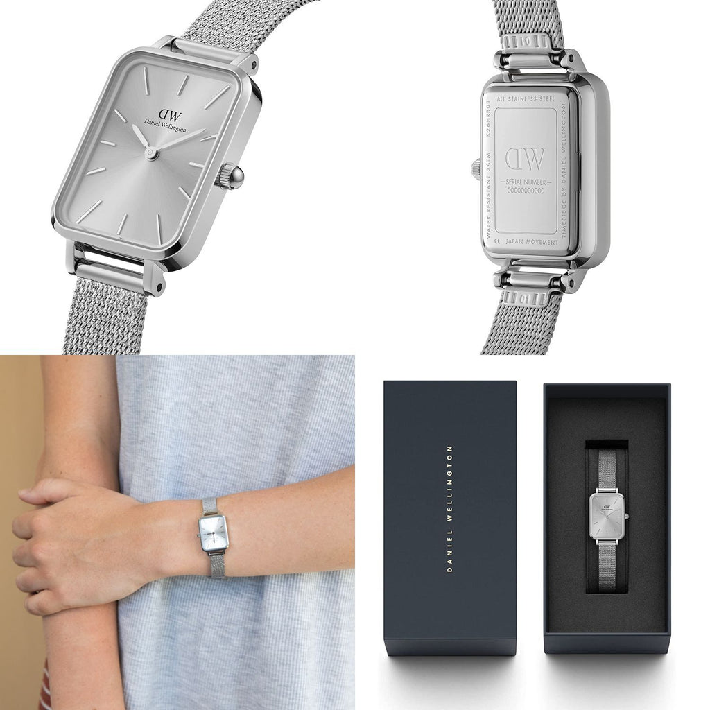 Daniel Wellington Quadro Unitone Silver Dial Silver Mesh Strap Watch For Women - DW00100486 Buy Now By Daniel Wellington