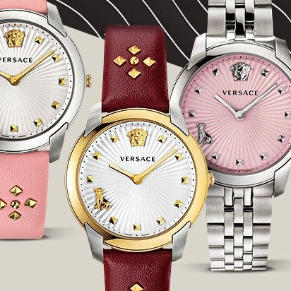 Versace Audrey Quartz White Dial Pink Leather Strap Watch for Women - VELR00119 Buy Now By Versace