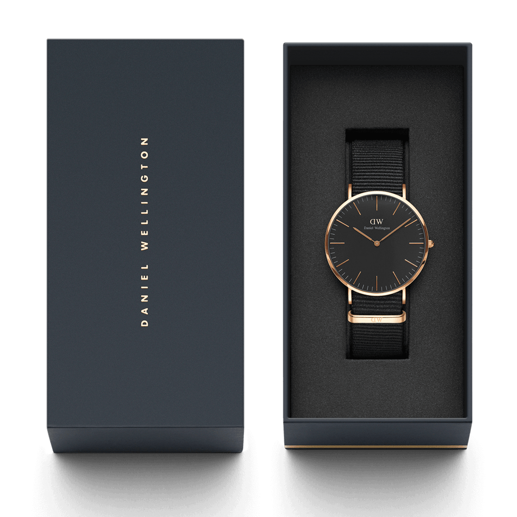 Daniel Wellington Classic Cornwall Black Dial Black NATO Strap Watch For Women - DW00100150 Buy Now By Daniel Wellington