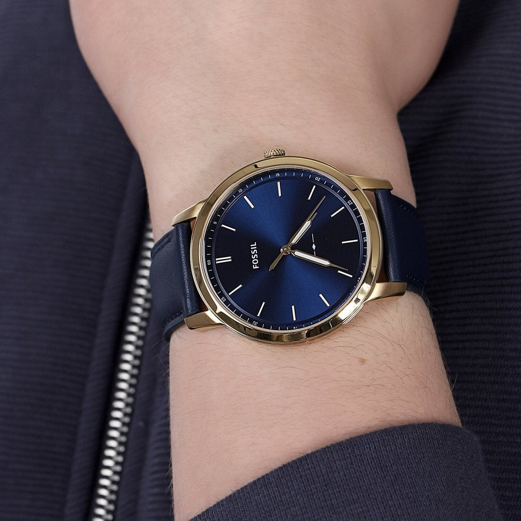 Fossil The Minimalist 3H Analog Blue Dial Blue Leather Strap Watch for Men - FS5789 Buy Now By Fossil