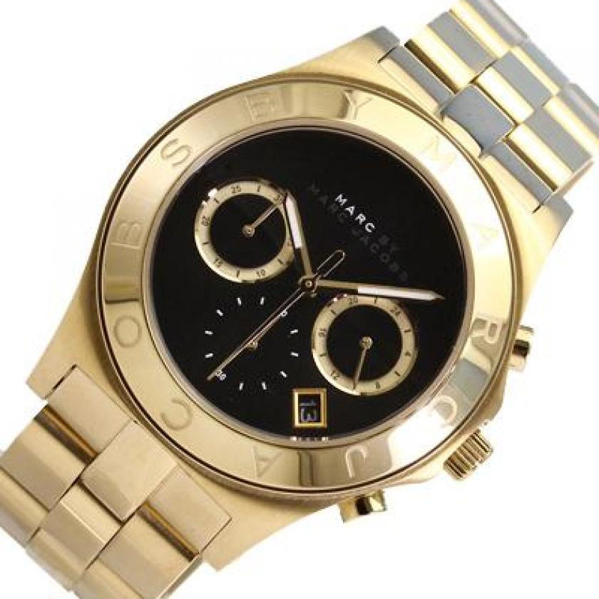 Marc Jacobs Blade Chronograph Black Dial Gold Steel Strap Watch for Women - MBM3309 Buy Now By Marc Jacobs