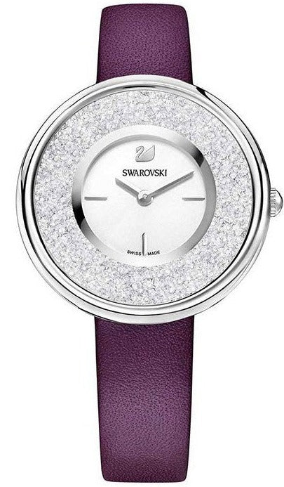 Swarovski Crystalline Silver Dial Purple Leather Strap Watch for Women - 5295355 Buy Now By Swarovski