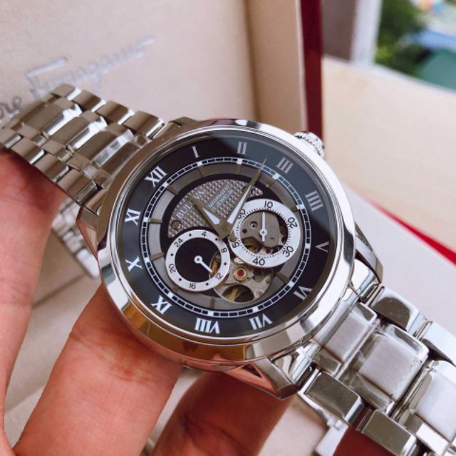 Bulova BVA Dual Aperture Black Dial Silver Steel Strap Watch for Men - 96A119 Buy Now By Bulova