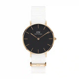 Daniel Wellington Classic Petite Dover Black Dial White NATO Strap Watch For Women - DW00100312 Buy Now By Daniel Wellington