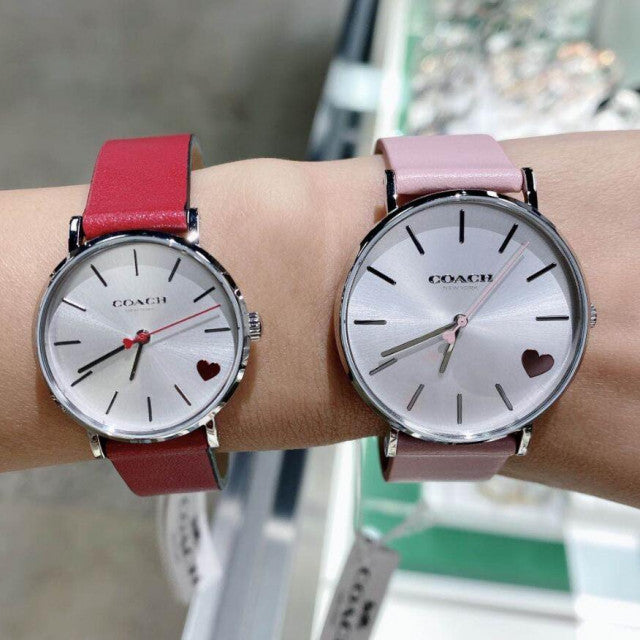 Coach Perry Silver Dial Pink Leather Strap Watch for Women - 14503516 Buy Now By Coach