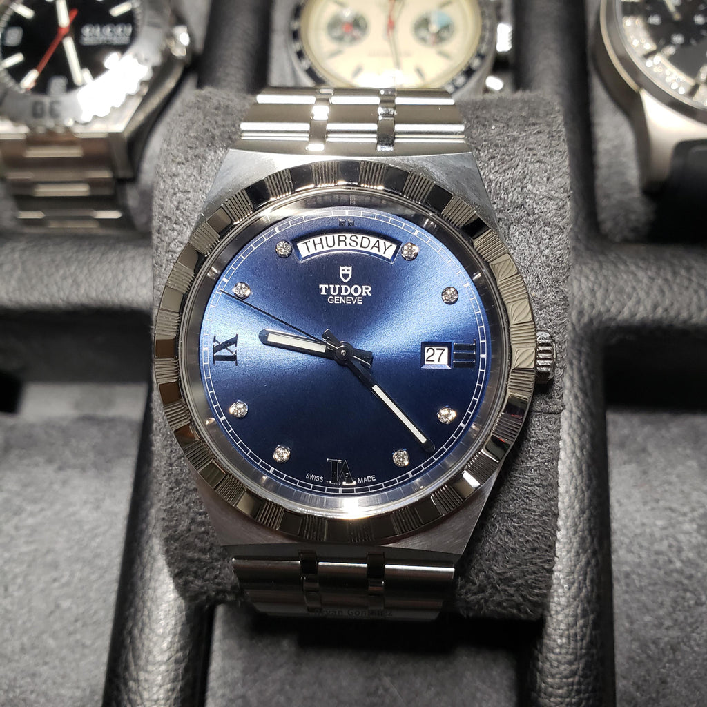 Tudor Royal Automatic Diamonds Blue Dial Silver Steel Strap Watch for Men - M28600-0006 Buy Now By Tudor
